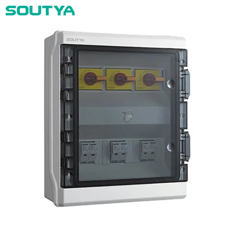 Kotak Isolator DC Penutup IP65 Tiga Senar dengan Sekring
